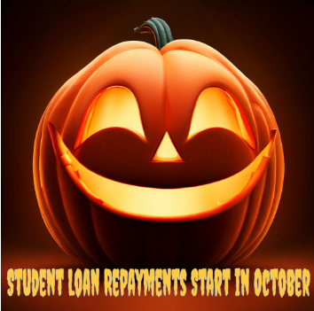 Carved Pumpkin advertising scary student loan debt repayments